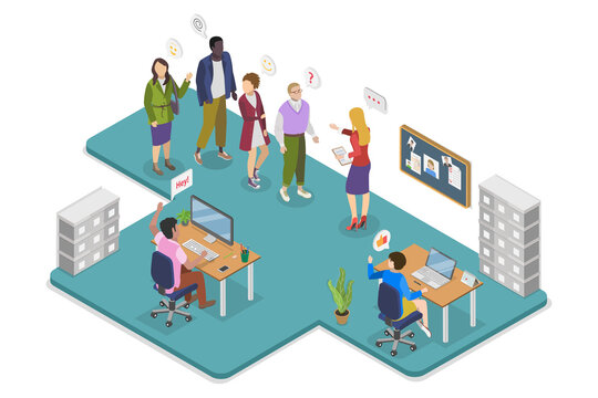 3D Isometric Flat  Illustration of New Members of a Team , Company Onboarding Process