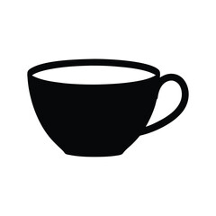Simple minimalist black silhouette of a coffee or tea cup icon