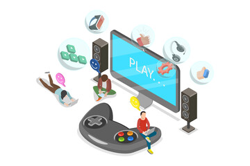 3D Isometric Flat  Illustration of Gaming and Entertainment, Esports