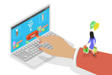 3D Isometric Flat  Illustration of Online Shopping , Digital Internet Store