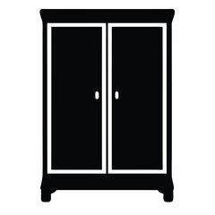 Elegant Wardrobe Silhouette with Dual Doors and Classic Trim Elements
