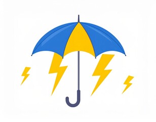 Obraz premium Umbrella with lightning, thunderstorm concept