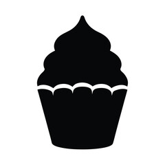 Black Silhouette of a Delectable Cupcake with Swirled Frosting Topping