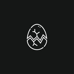 Obraz premium Cracked egg icon logo flat vector design