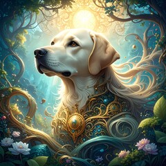 Labrador Retriever in art nouveau movement
