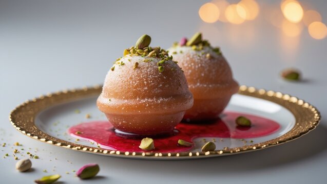 Gulab Jamun is a sweet treat served at festive events.
