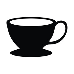 Silhouette of a charming coffee cup against a pristine white backdrop