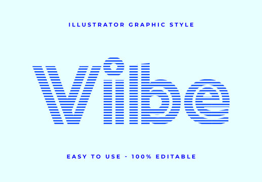 Blue And White Striped Retro Modern Linear Abstract Text Effect