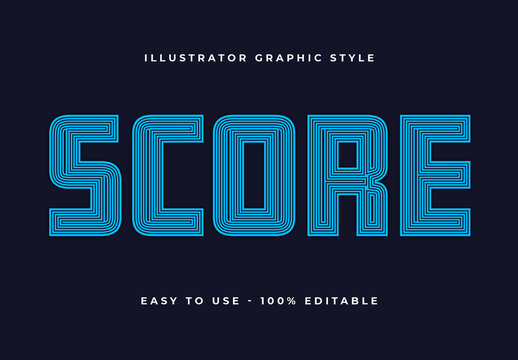 Blue And Black Score Font Maze Striped Tech Text Effect