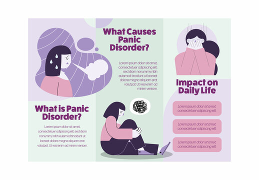 Green And Purple Panic Coping Support Informative Brochure Template