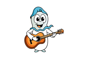 Ghost Cartoon Playing Electric Guitar