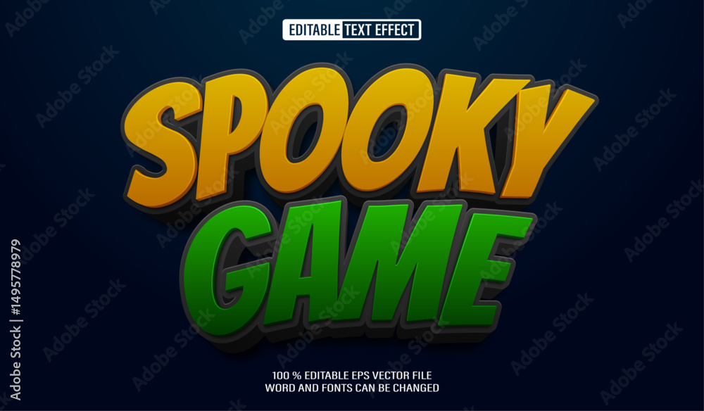 Poster editable 3d text style effect - spooky game text effect template