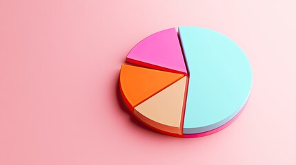 Obraz premium 3D Pie Chart Diagram on Pink Background