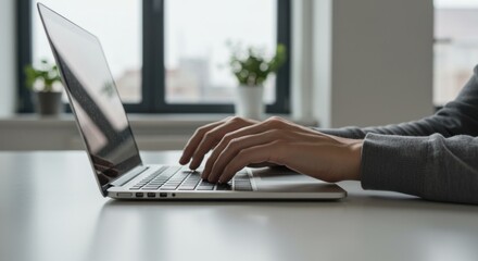 Working on Laptop: Hands Typing on Keyboard - Photos