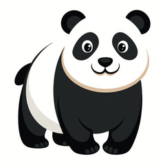 A large panda with a gentle smile walks directly towards the viewer with white background.