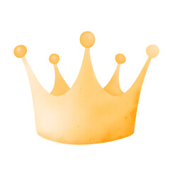 Watercolor illustration of a golden princess crown on transparent background.