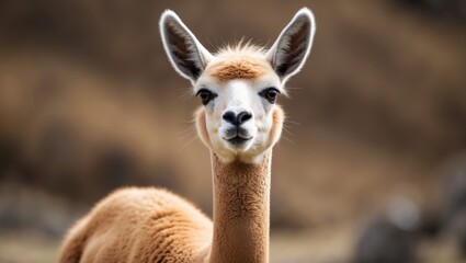 Obraz premium The vicunya belongs to the family camelidae as a species of artiodactyl mammals.