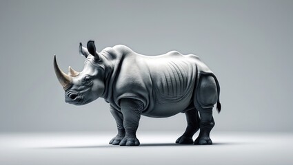 Obraz premium Little Rhino: Isolated Northern White Rhinoceros on White Background