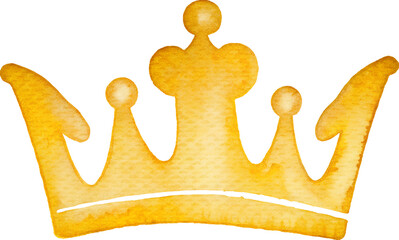 Watercolor illustration of a golden princess crown on transparent background. © beyouenked
