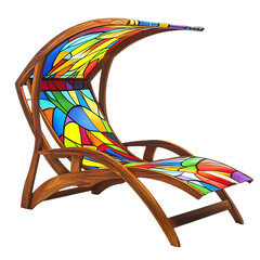 Contemporary Reclining Wooden Beach Chair with a Bo Isolated on Transparent Background