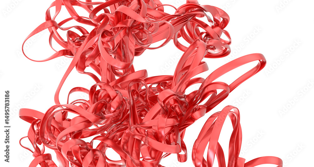 Leinwandbilder intricate red ribbons swirl in a dynamic 3d render, perfect for backgrounds or design elements.