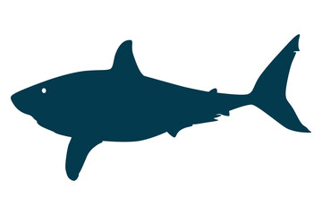 Fototapeta premium Vector art of Black shark silhouette isolated on transparent background