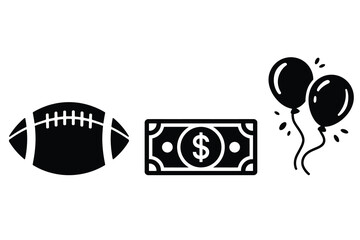 American Football and Money: A Simple Icon Set for Sports and Finances