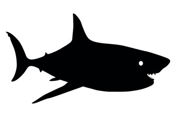 Vector art of Black shark silhouette isolated on white background