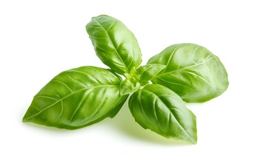 A fresh basil leaf isolated on a white background