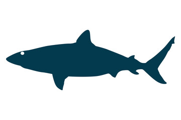 Vector art of Dark teal shark illustration isolated on white background