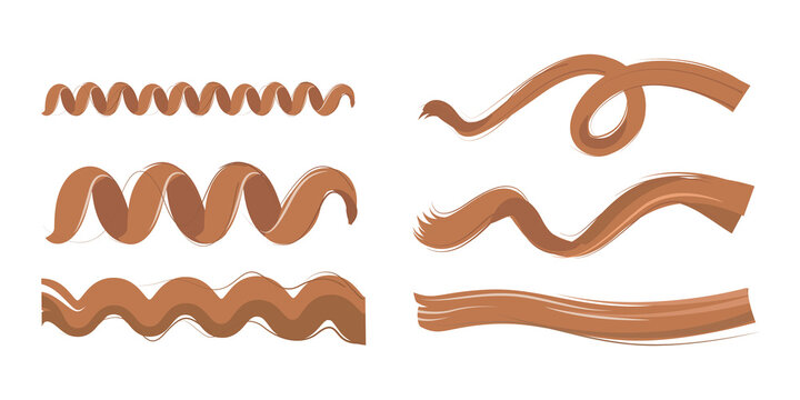 3D Isometric Flat  Illustration of Hair Curl Types, Straight, Waves and Curly