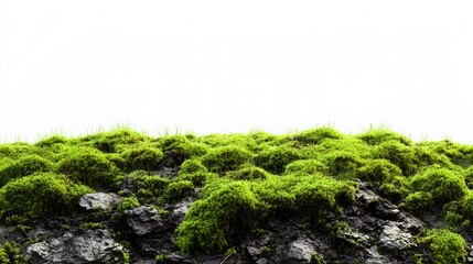 Vibrant green moss growing on a forest floor