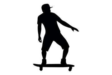 Vector art of Silhouette of a skateboarder isolated on white background
