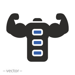 active power, strong battery icon, untapped potential, stronger arms gain muscle, flat vector illustration