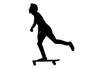 Vector art of Silhouette of a man skateboarding isolated on white background