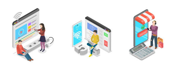 3D Isometric Flat  Illustration of Wireless Network Infrastructure, 5g Communication