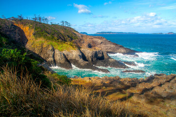 Nanatsugama, formed due to erosion from stormy waves of the Genkai Sea hitting the cliffs, designated as a National Natural Monument, Karatsu, Saga, Kyushu, Japan