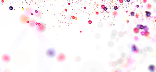 Bright, vibrant particles floating on white. Perfect for technology, science, or design projects.