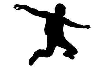 Vector art of Silhouette of a person crouching with arms outstretched isolated on transparent background