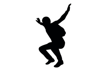 Vector art of Silhouette of a man in a jumping pose isolated on transparent background