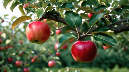 Obraz premium Harvest-ready Honeycrisp apples on the tree.