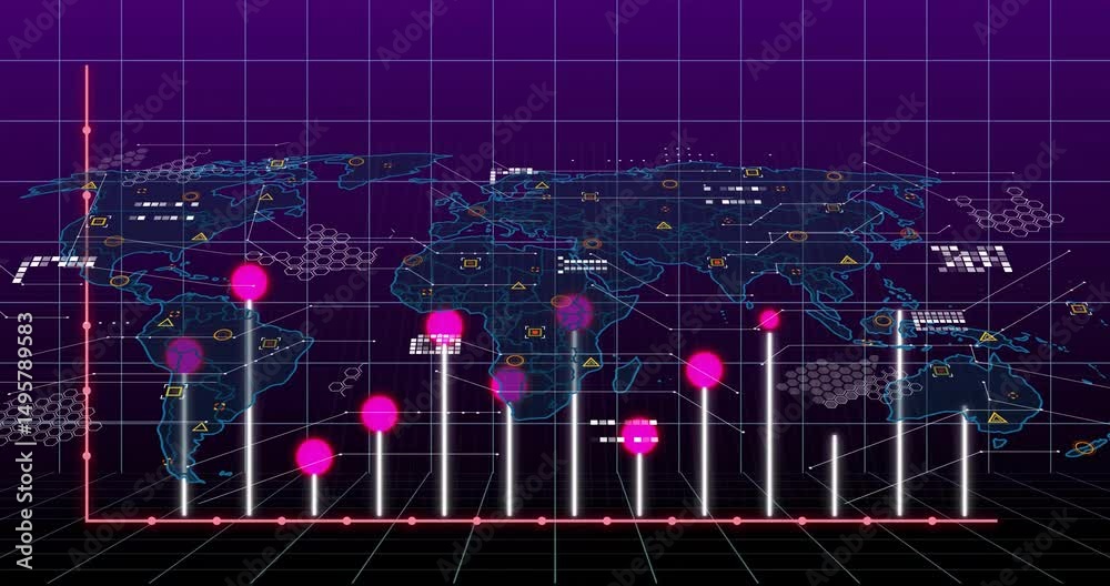 Poster on start, bars appearing, map fading, patterns emerging and markers pulsing visualizing data fading