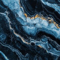 Fototapeta premium Elegant abstract background featuring swirling blue and black marble patterns. Perfect for modern designs, luxury branding, digital art, wallpapers, and sophisticated visual projects with a sleek, pol