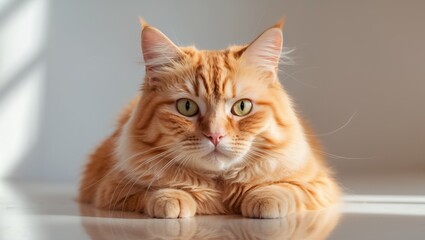 Fototapeta premium Ginger Cat against a simple background