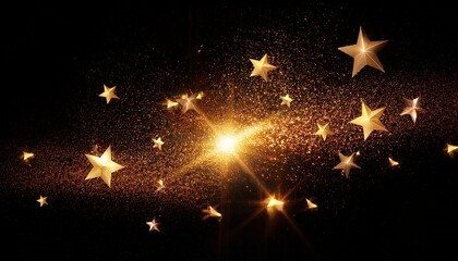 abstract loop glowing gold stars particles explode motion abstract on black background gold stars particle on black background motion titles cinematic background loop