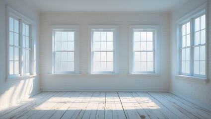 Obraz premium Light-filled white interior featuring a window