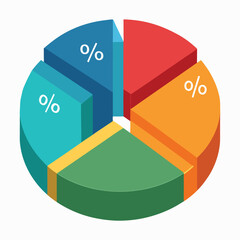 Obraz premium Colorful Isometric 3D Pie Chart for Data Visualization and Business Presentations