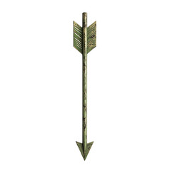 Bold Arrow with Balanced Symmetry in Olive Green Isolated on Transparent Background