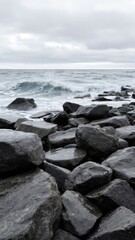 Ocean waves crashing on rocky shore landscape photography for travel and nature enthusiasts
