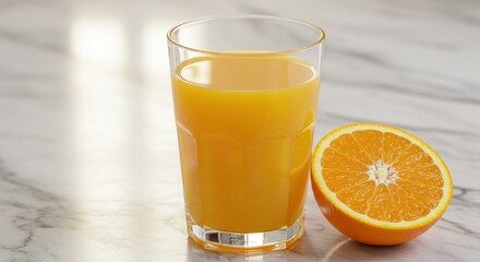 Refreshing Orange Juice with Half an Orange - Food Photography